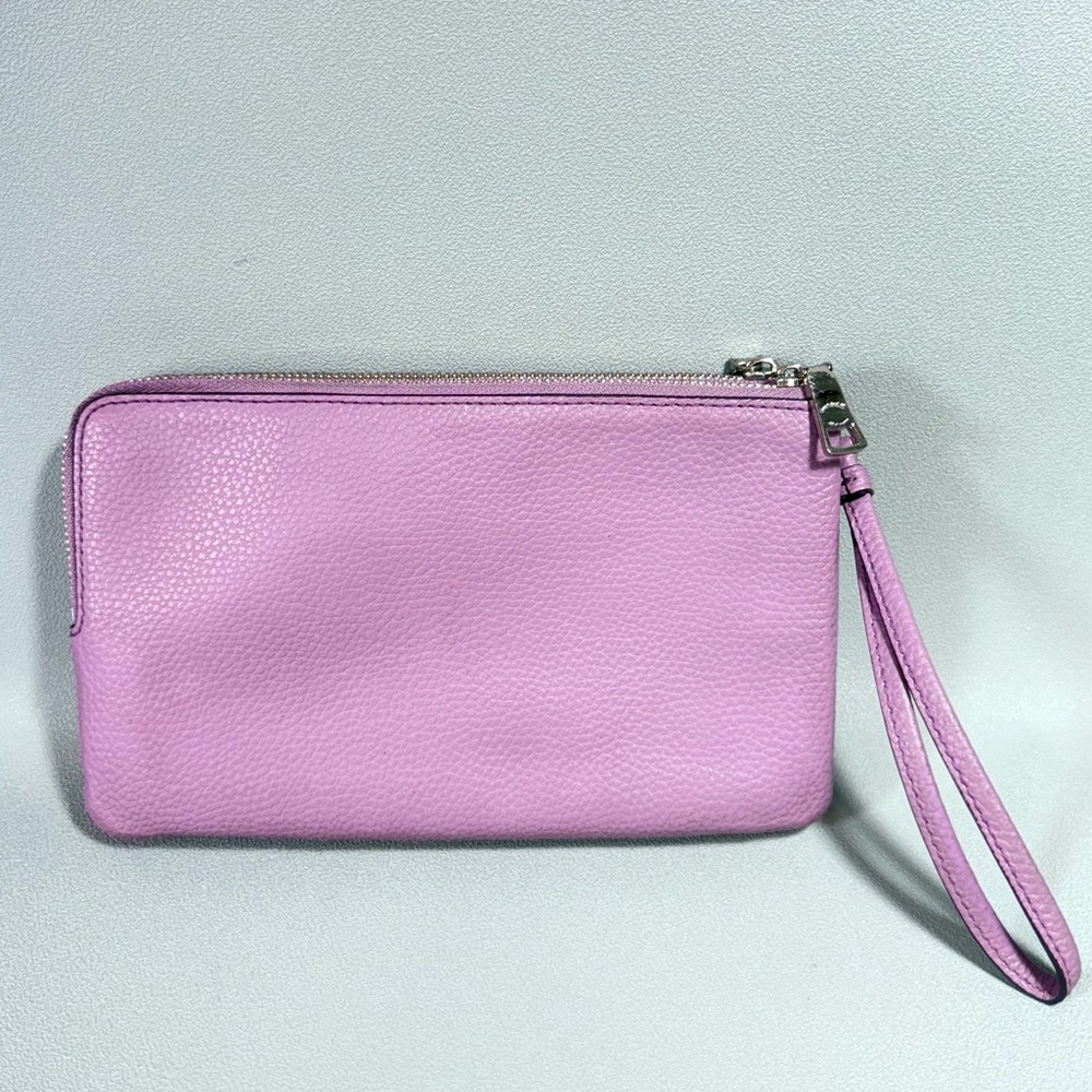 Coach Lavendar Pink Leather Zip Close Wristlet - Picture 3 of 14